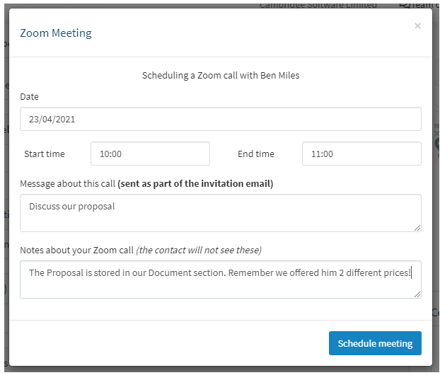 Schedule Zoom meetings